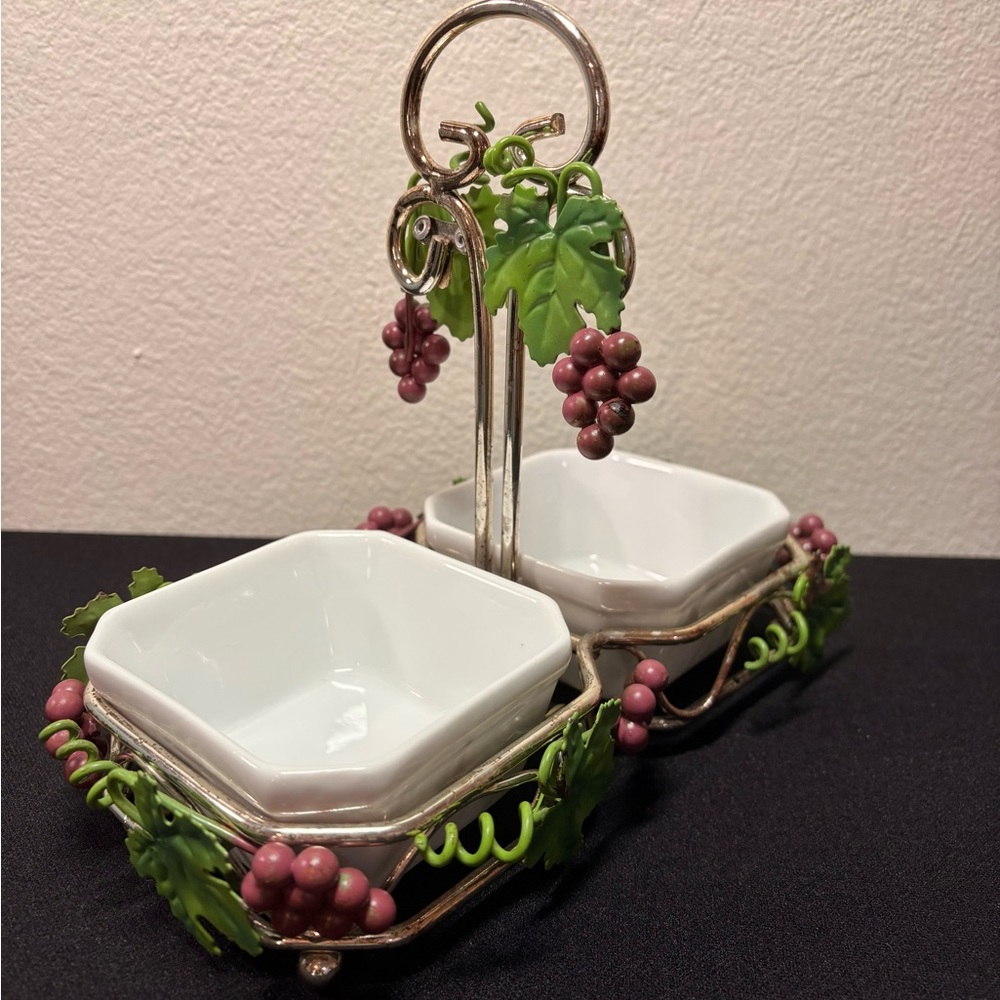Vintage Mikasa Gem Relish Nuts Olives Caddy Grape Clusters Elegant Serving Set